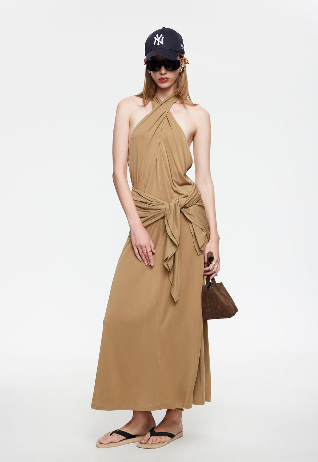 Draped Neckline Free-Fall Maxi
