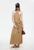 Draped Neckline Free-Fall Maxi