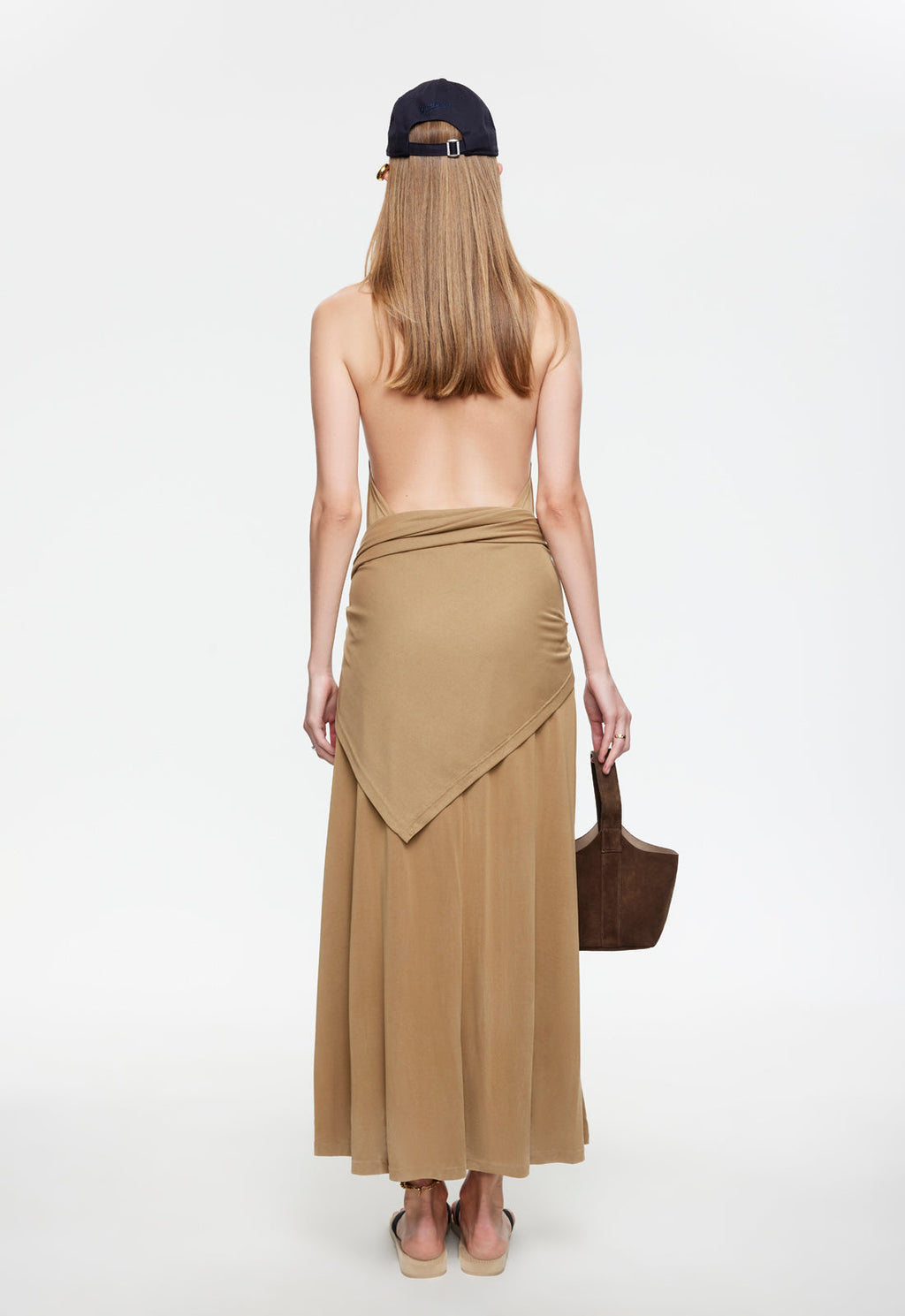 Draped Neckline Free-Fall Maxi