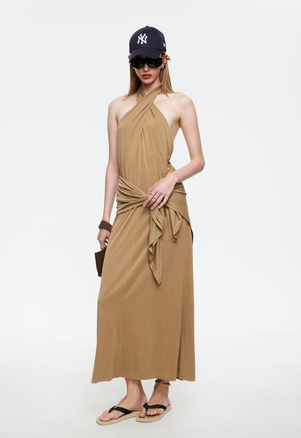 Draped Neckline Free-Fall Maxi