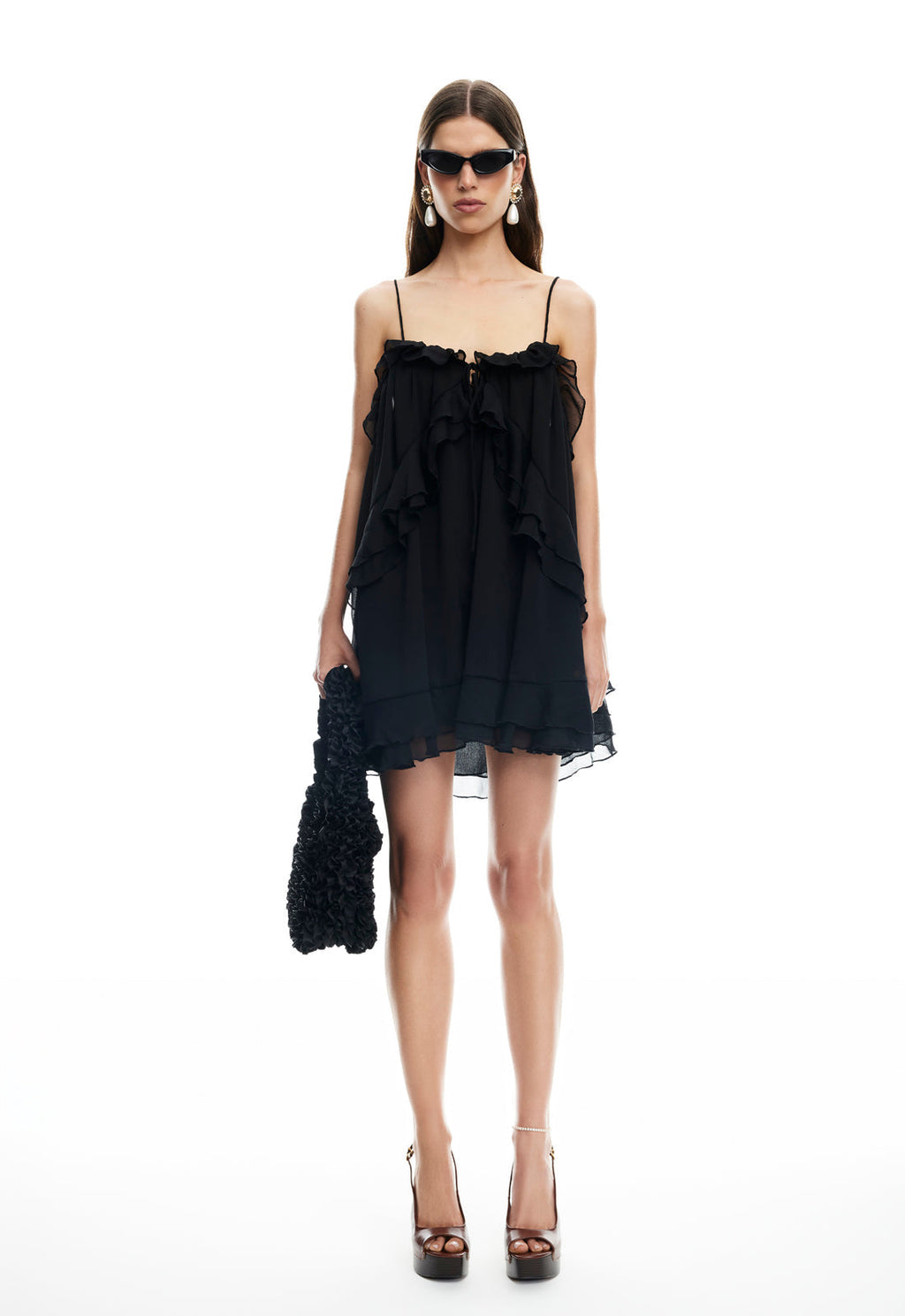 Square Neck Tie-Front Mini