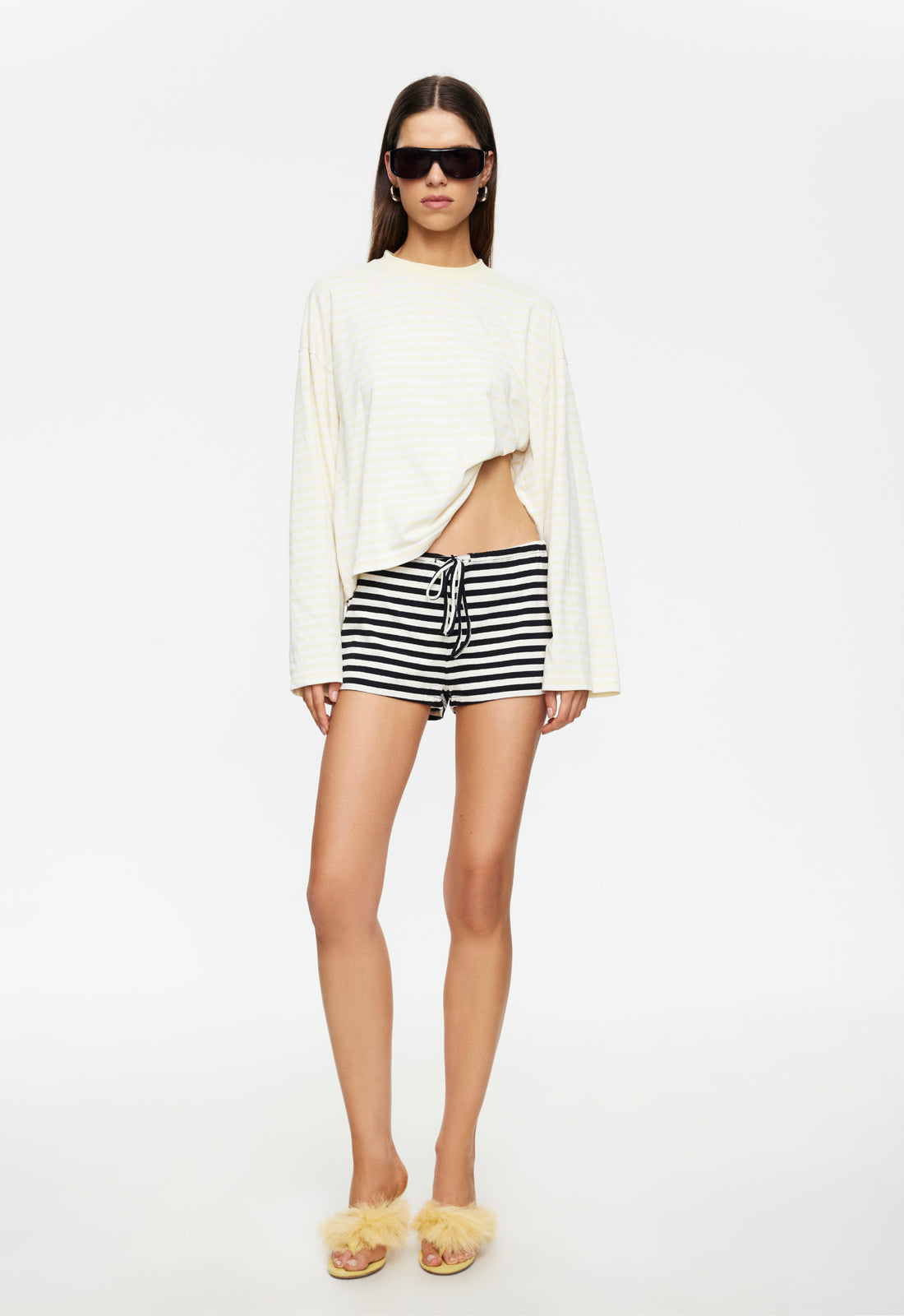 Low-Rise Cotton Tie Shorts