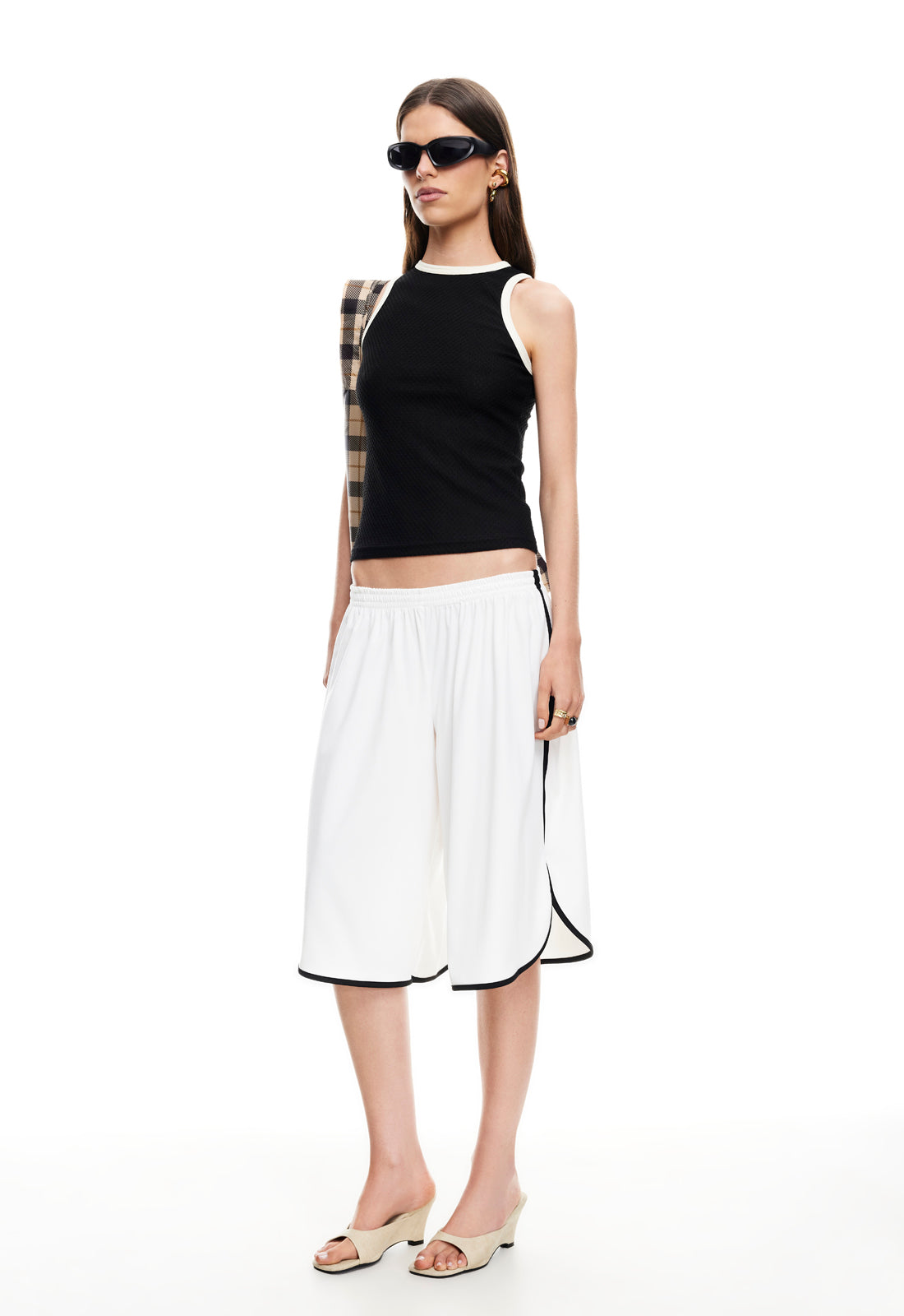 Mid-Rise Side-Split Shorts