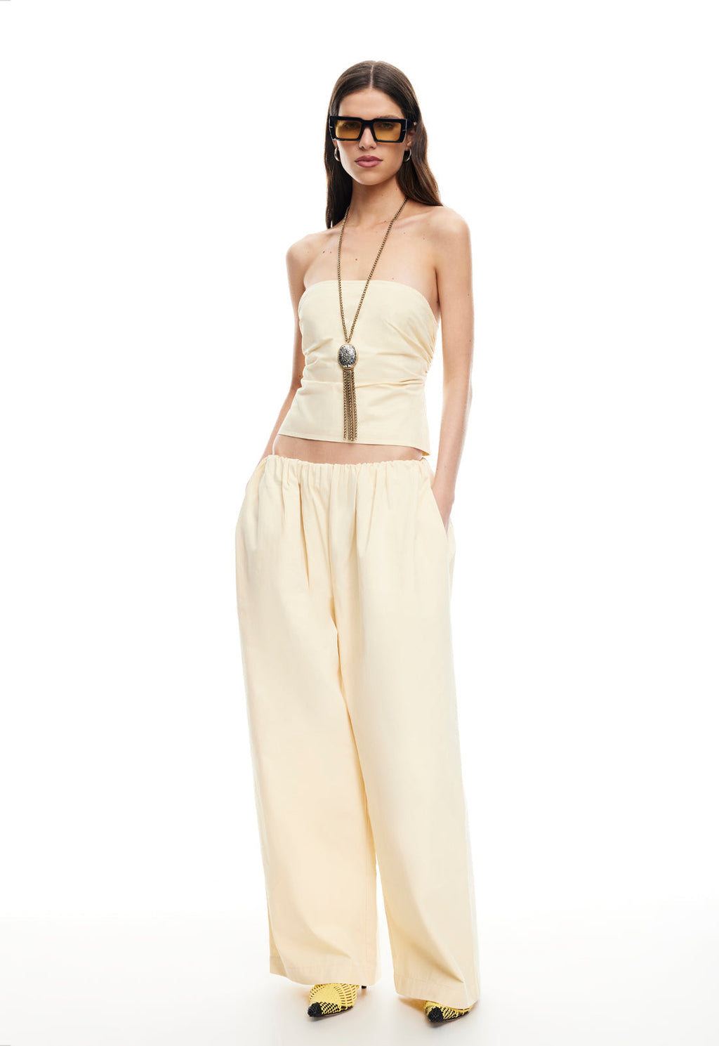 Low-Rise Pure Cotton Straight Pants
