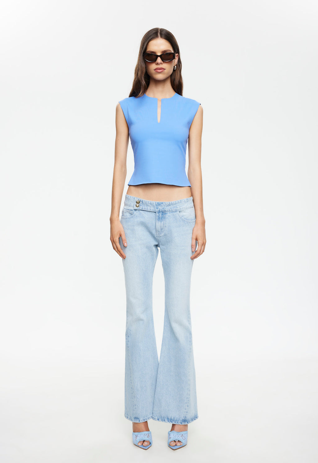 Split-Neck Sleeveless Top