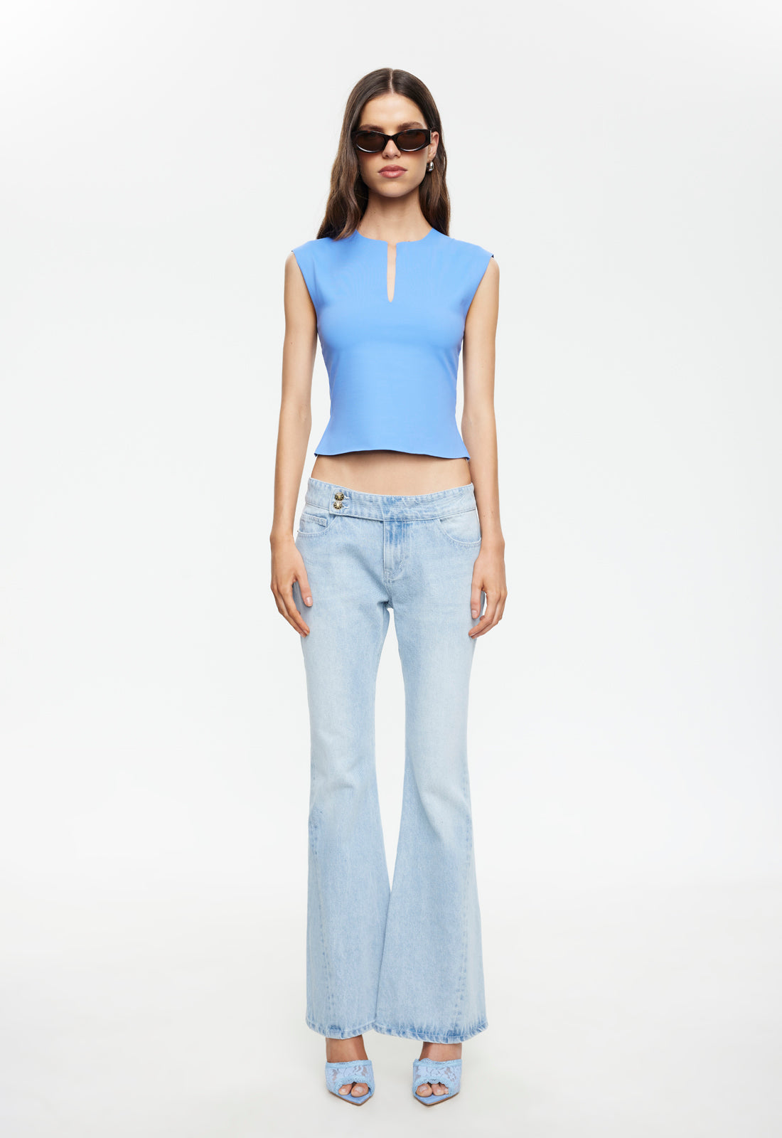 Split-Neck Sleeveless Top