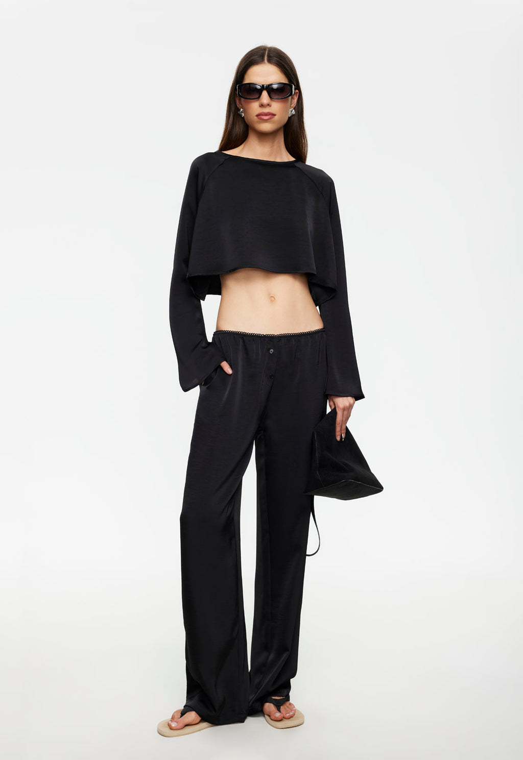 Bell-Sleeve Cropped Top