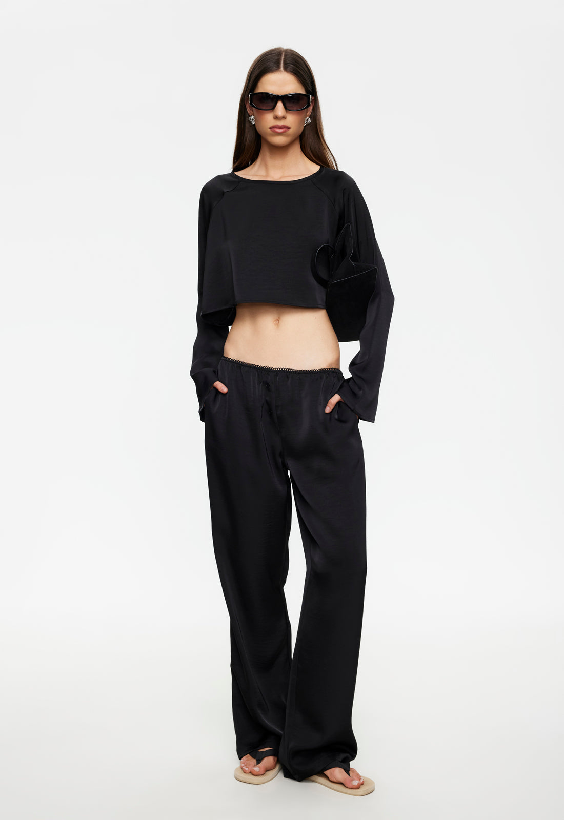 Bell-Sleeve Cropped Top