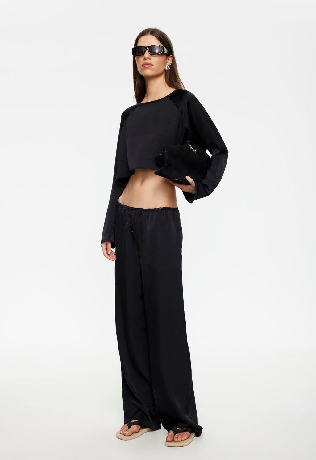 Bell-Sleeve Cropped Top