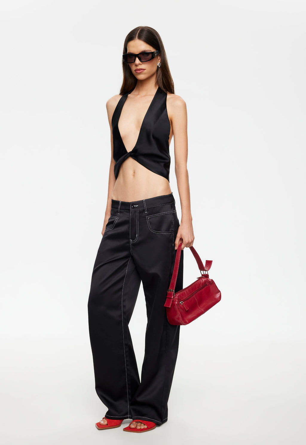 Twist-Back Polyester Crop Top