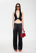 Twist-Back Polyester Crop Top