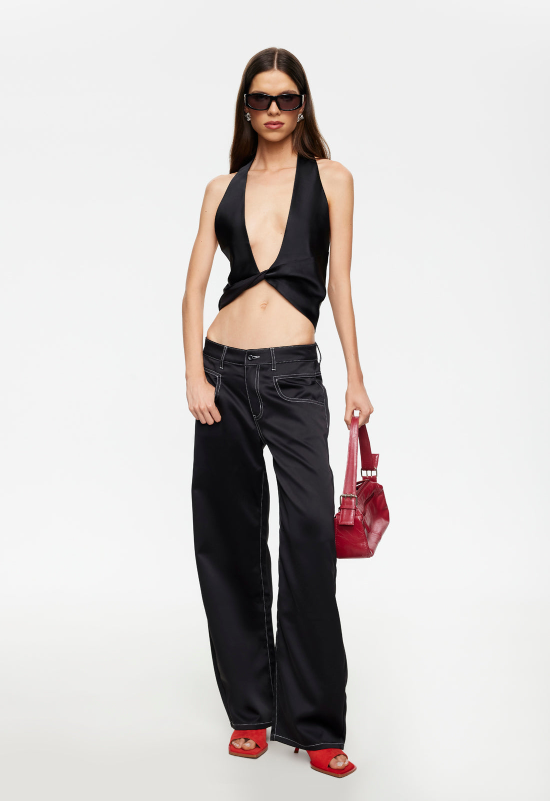 Satin Low-Rise Pants