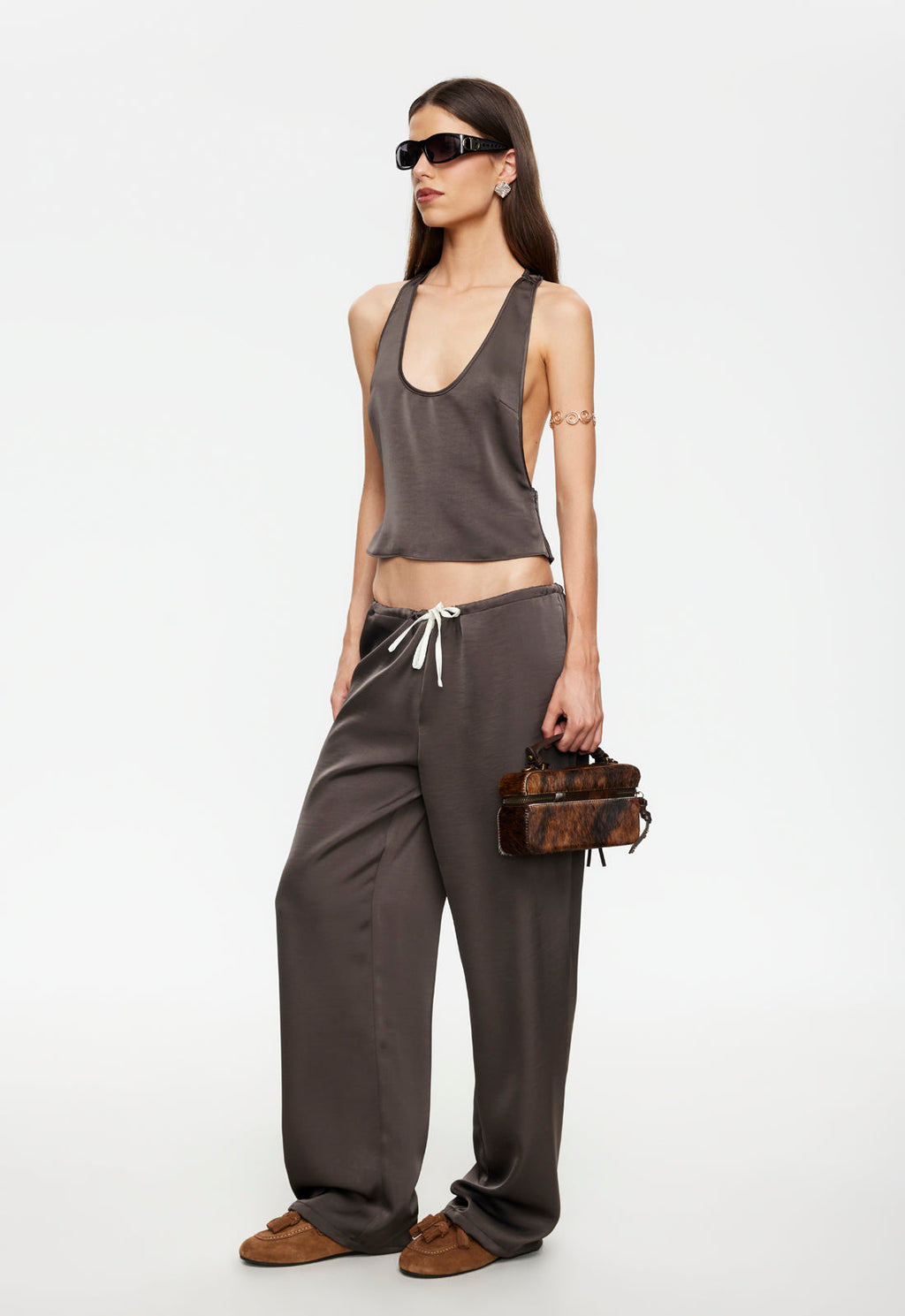 Low-Rise Tie-Wide Pants