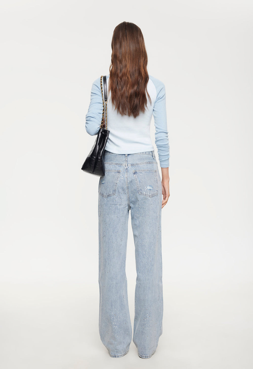 Metallic Sheen Straight Jeans