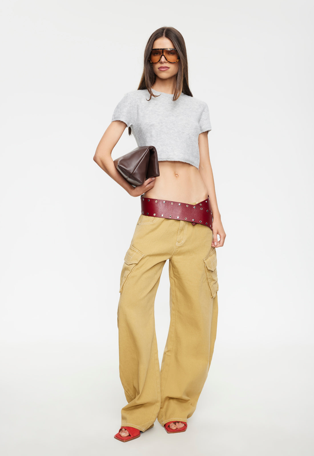 Baggy Contrast-Stitch Cotton Pants