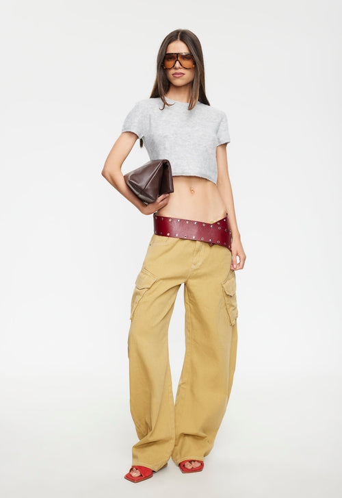 Baggy Contrast-Stitch Cotton Pants