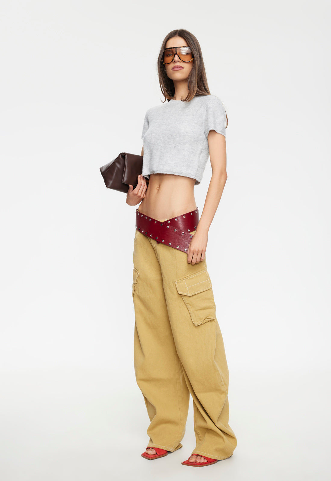 Baggy Contrast-Stitch Cotton Pants