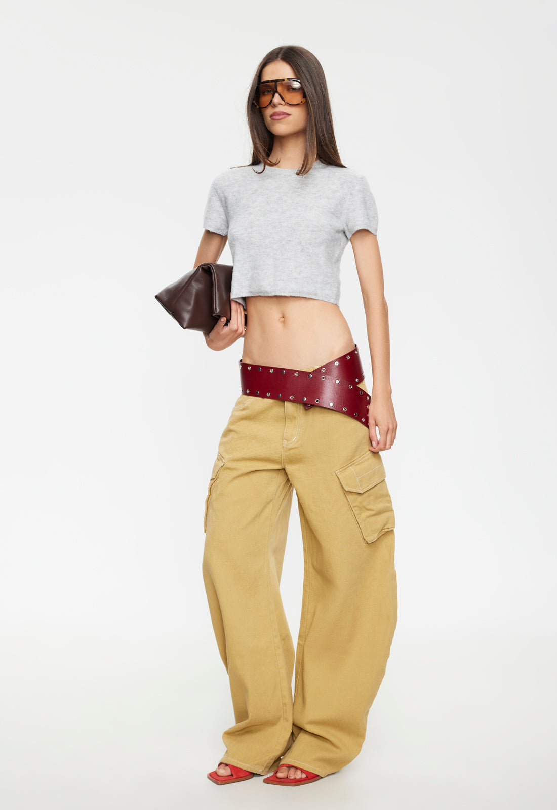 Baggy Contrast-Stitch Cotton Pants