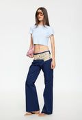 Low-Rise Extended Tab Straight Pants