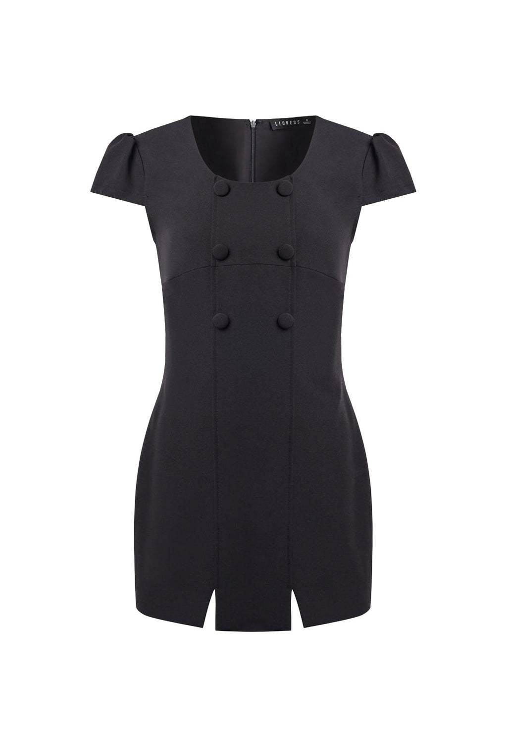 Scoop-Puff Button Mini Dress