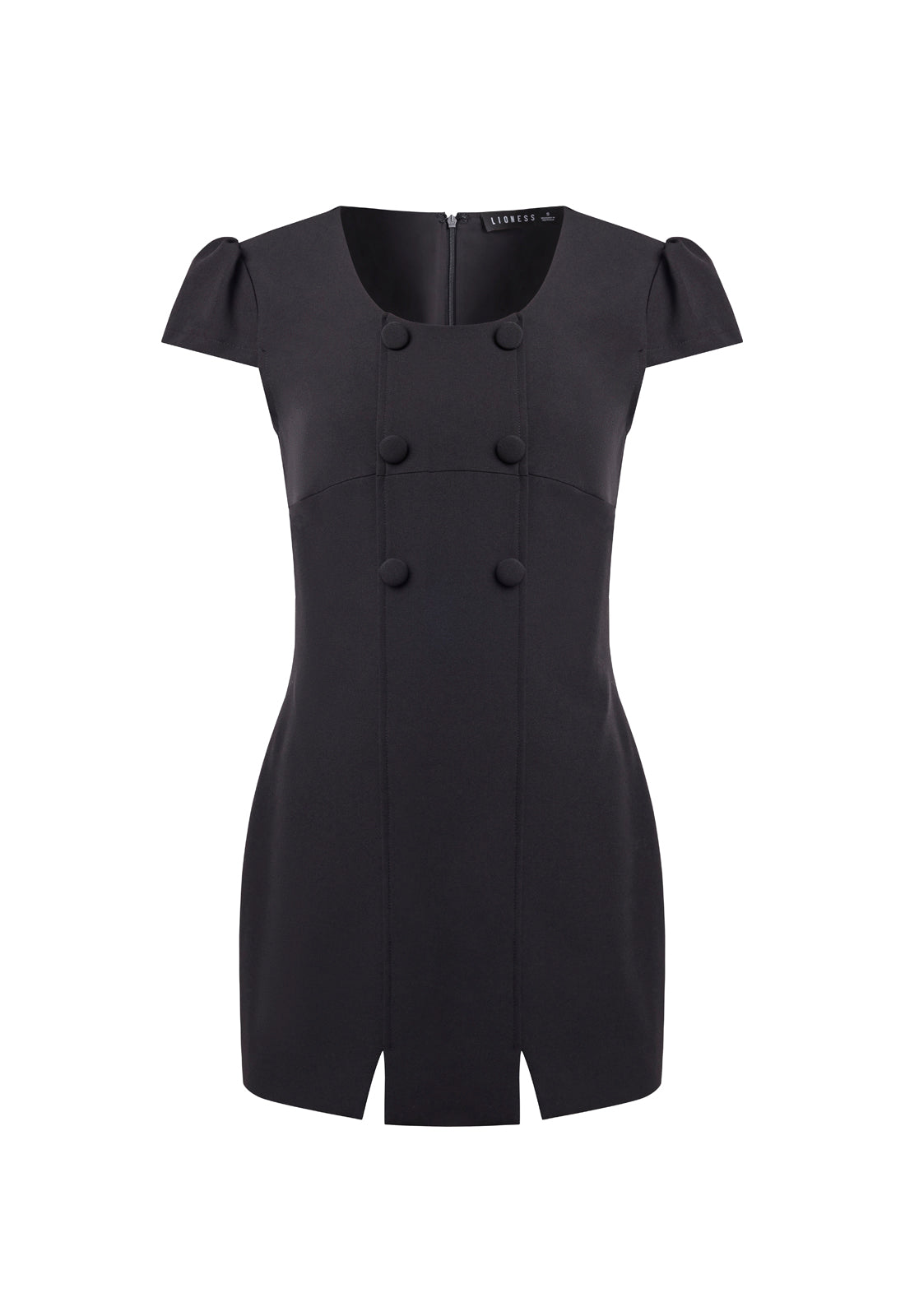 Scoop-Puff Button Mini Dress