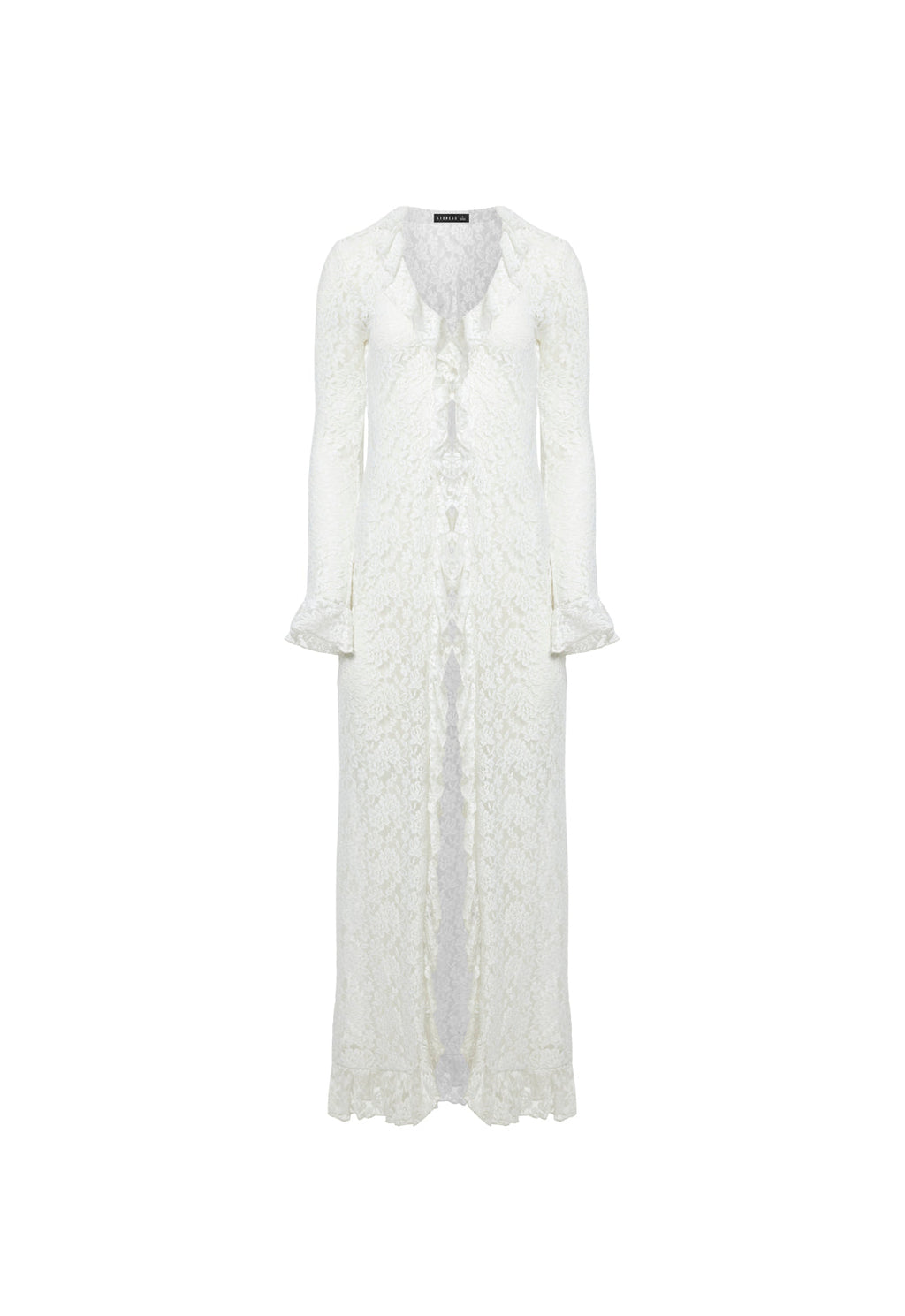 Ruffle Cascade Long-Sleeve Maxi