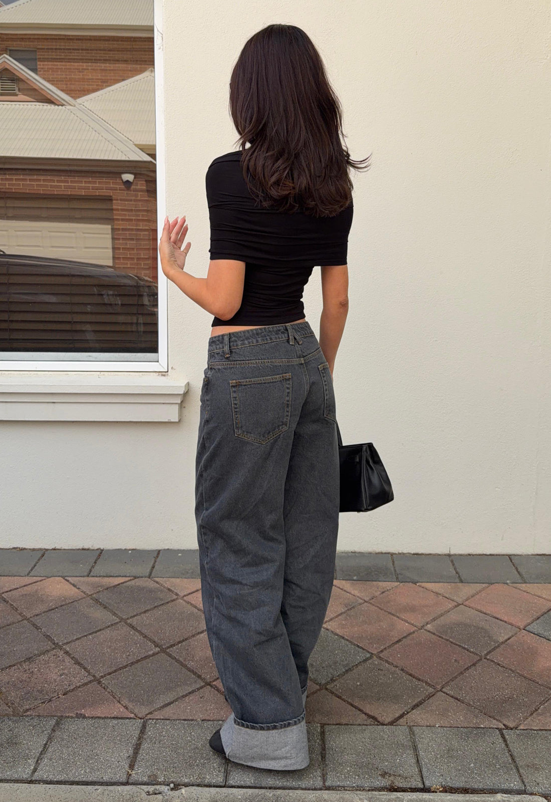 Mock-Neck Over-Shoulder Top