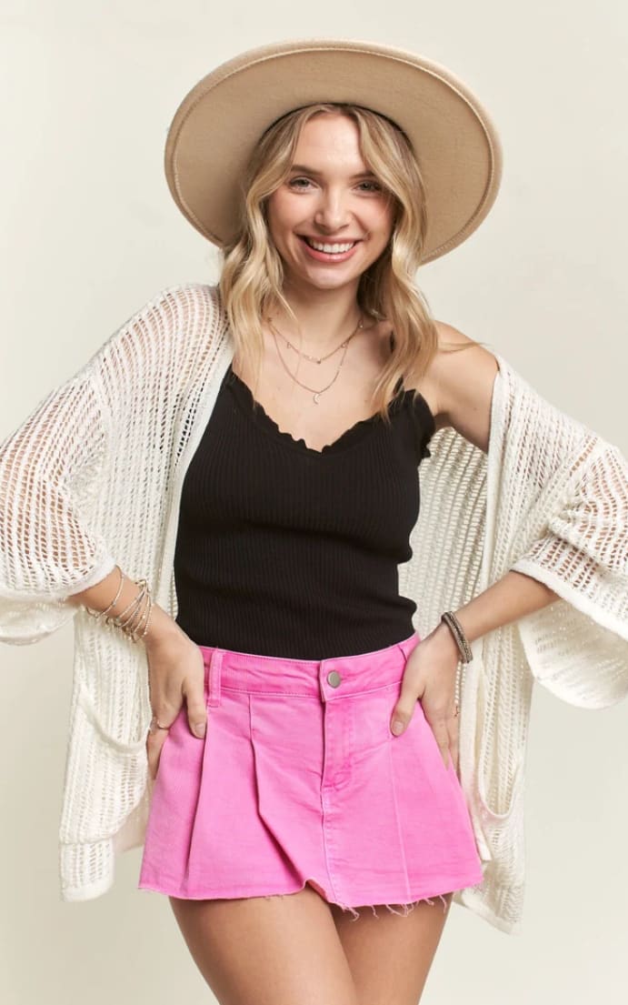 Crochet Knit Short Sleeve Cardigan