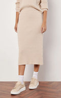 Apricot-  Knitted Midi Skirt