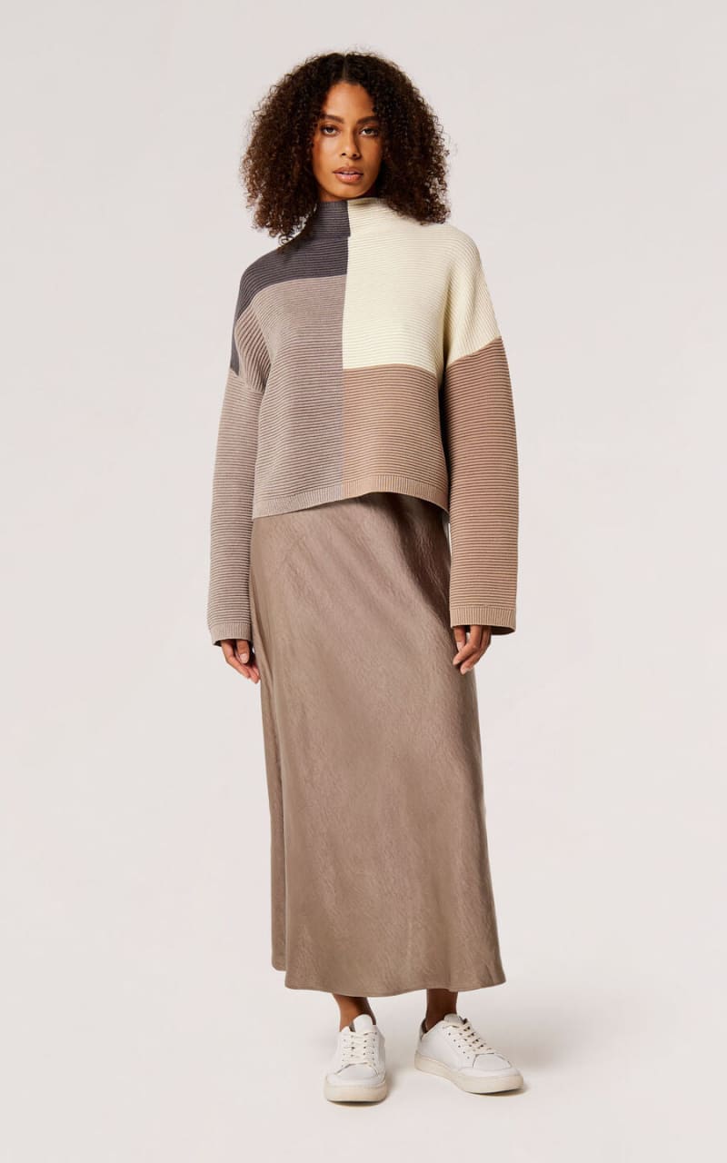 Apricot- Satin Bias Cut Maxi Skirt