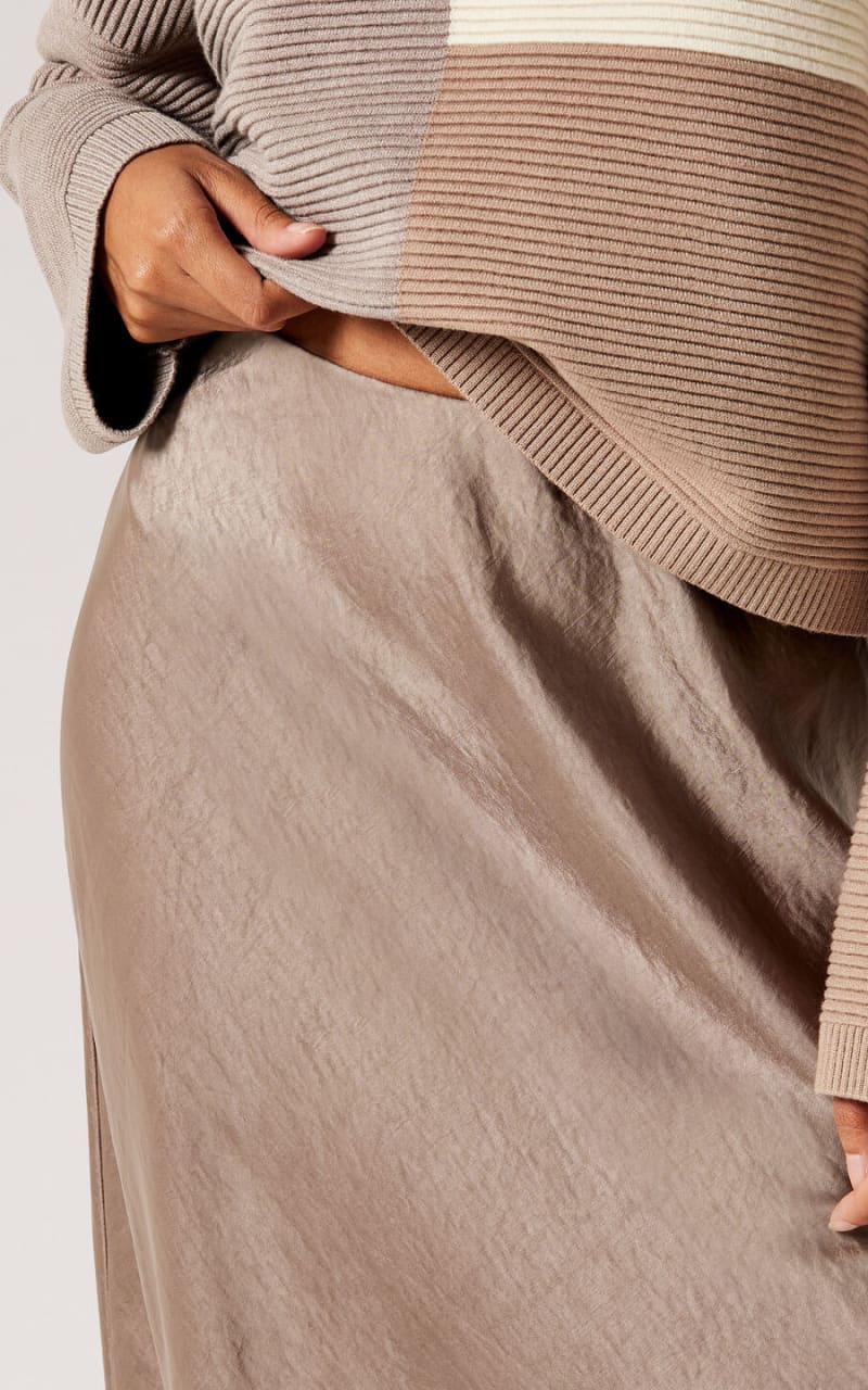 Apricot- Satin Bias Cut Maxi Skirt