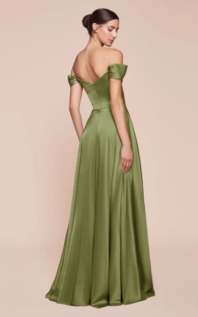 A-Line Satin Gown in Greenery