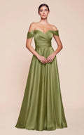 A-Line Satin Gown in Greenery