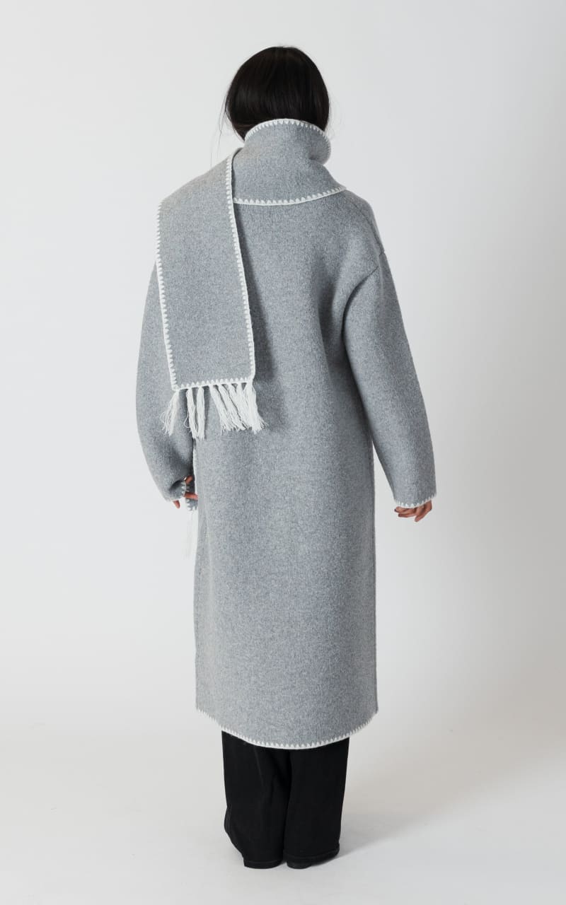 Luxe Long Coat with Detachable Scarf