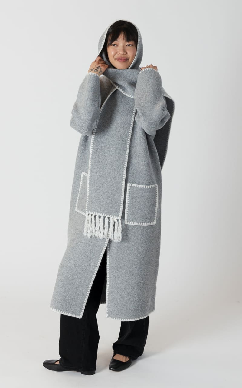 Luxe Long Coat with Detachable Scarf