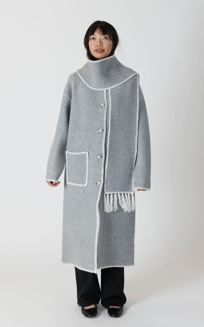 Luxe Long Coat with Detachable Scarf