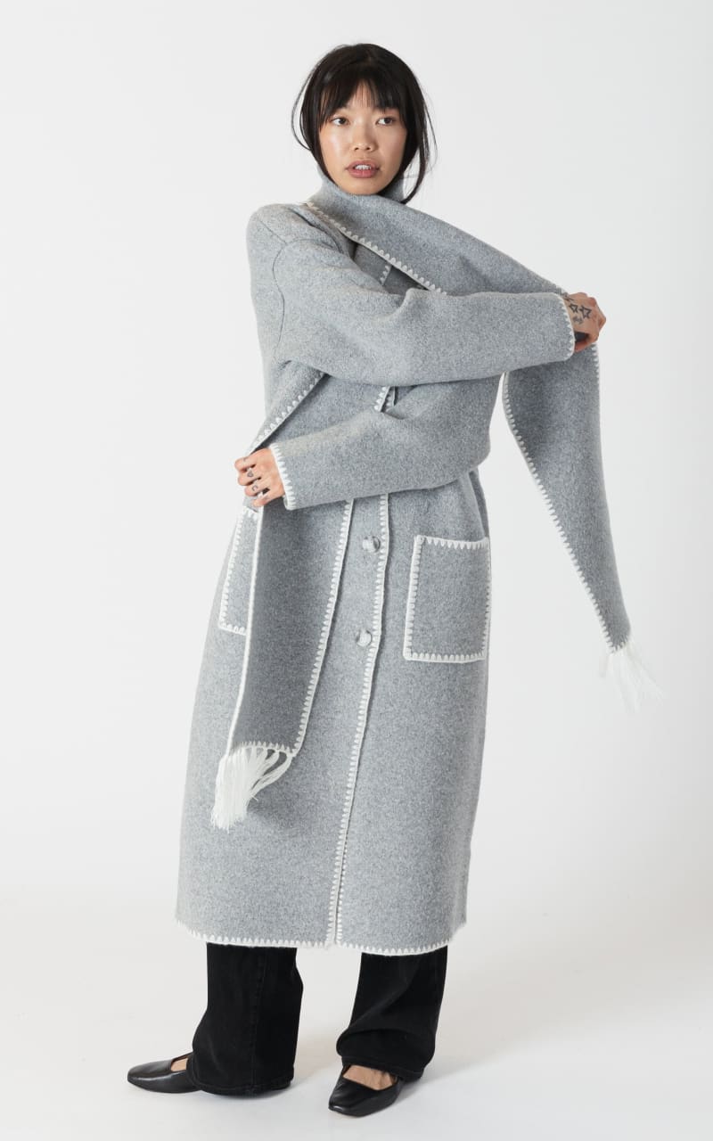 Luxe Long Coat with Detachable Scarf