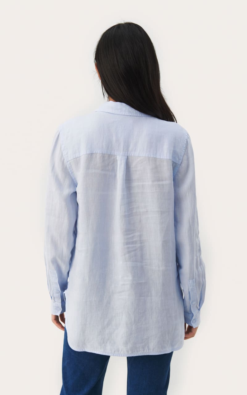 Kivas Linen Blouse in Heather Blue