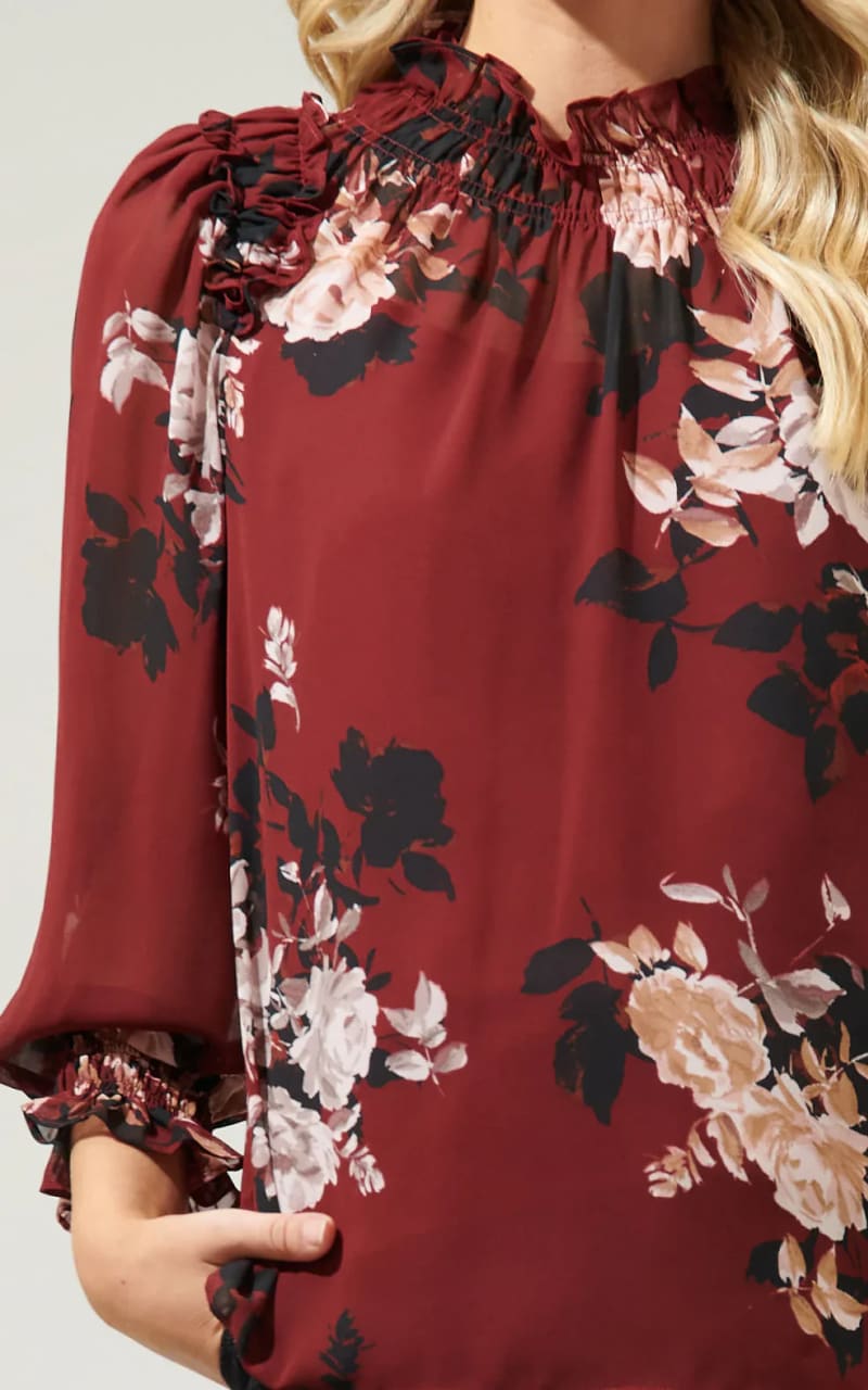 Floral  Ruffle Blouse