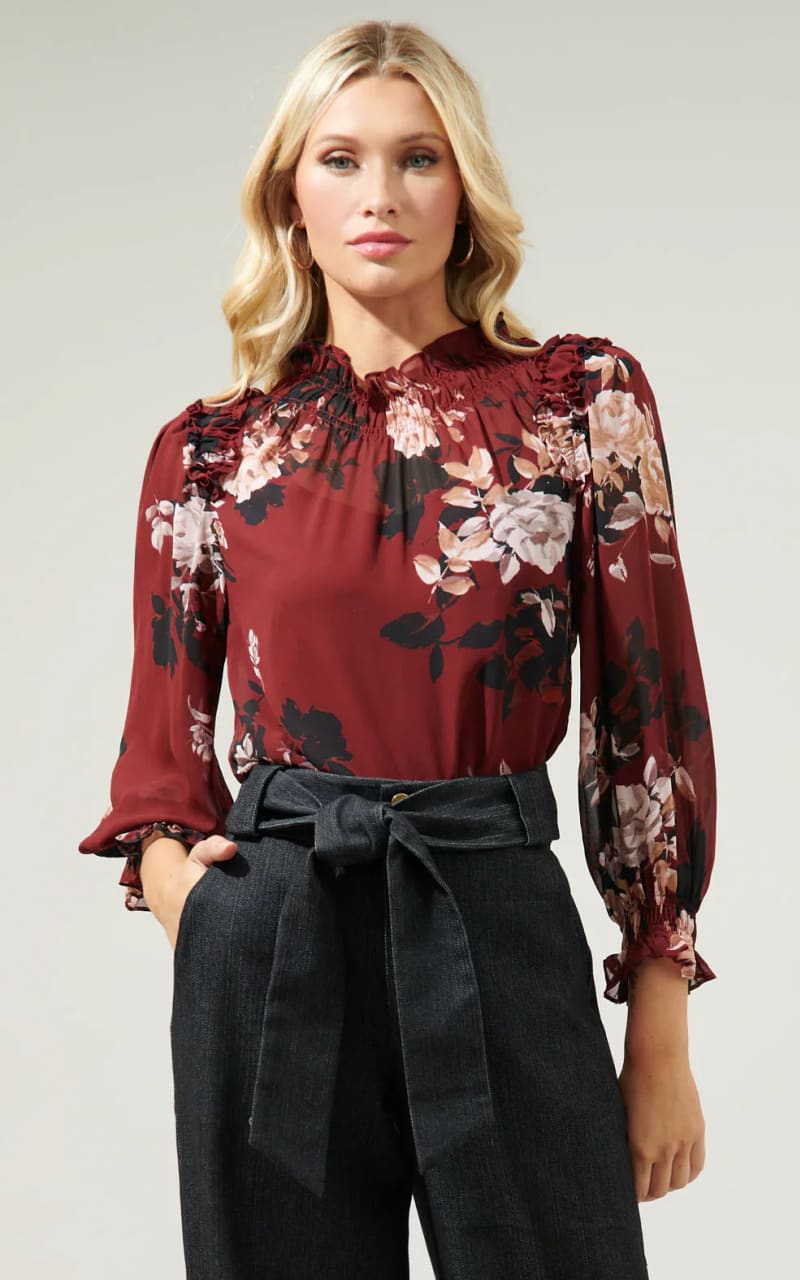 Floral  Ruffle Blouse