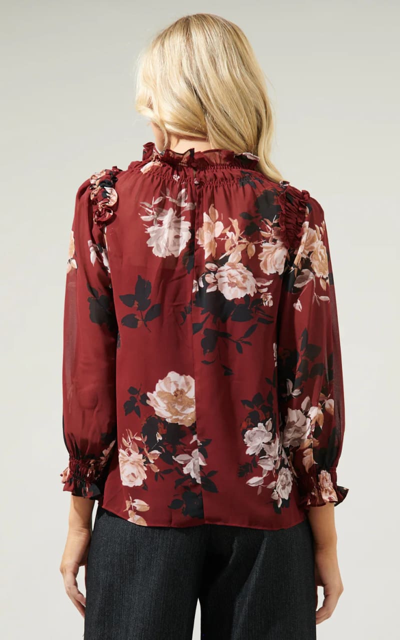 Floral  Ruffle Blouse