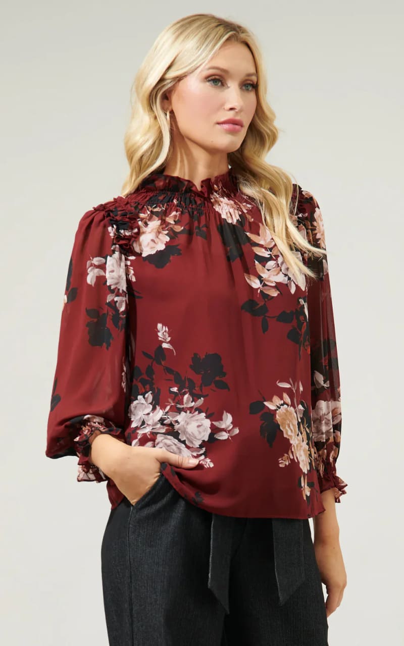 Floral  Ruffle Blouse