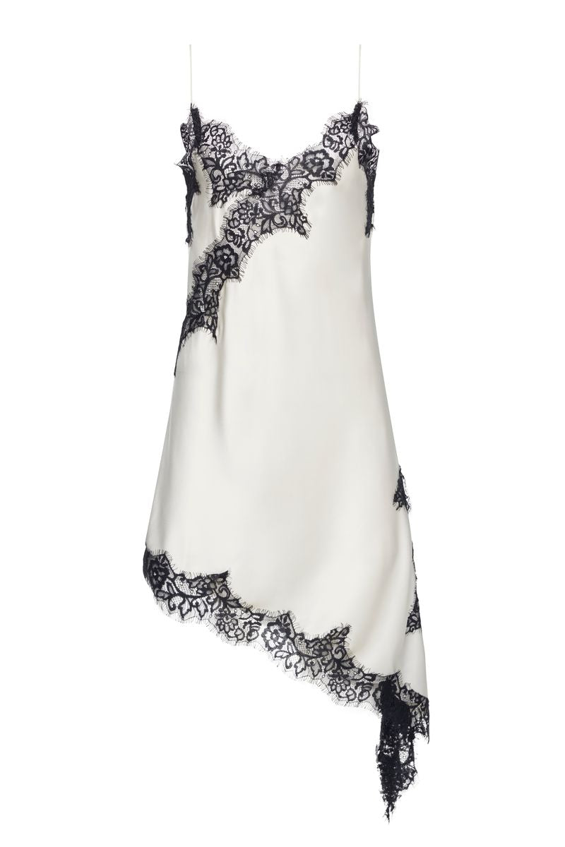 Lace-Trim Asymmetric Midi