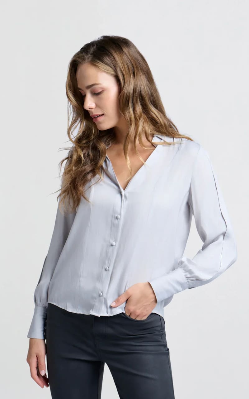 Buttoned Blouse with Pleat Details